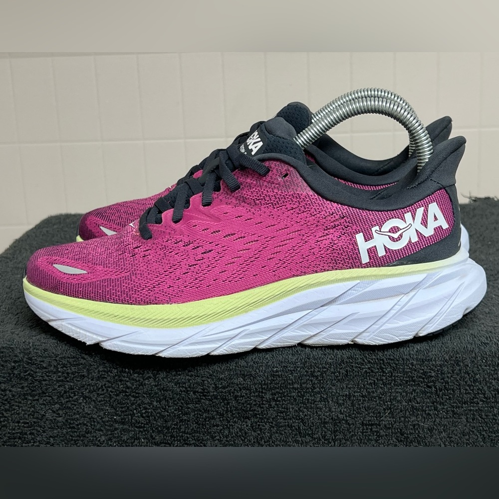 Hoka One One Clifton 8 Women Size 7B Purple Running Sneaker Shoes 1119394 CLEAN